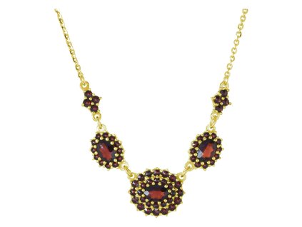 Gold necklace with czech garnet - oval                                                              