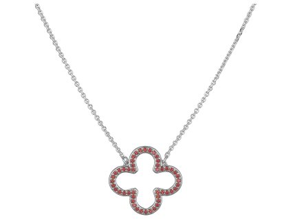 Silver necklace with czech garnet, rhodium plated                                                   