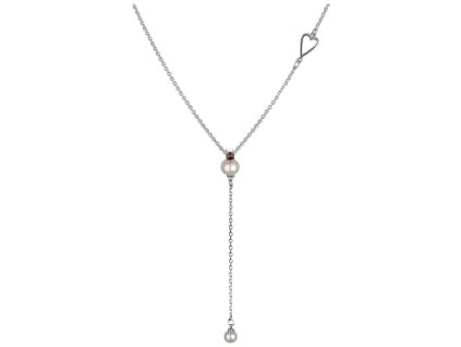 Silver necklace with czech garnet Pe, rhodium plated - heart                                        