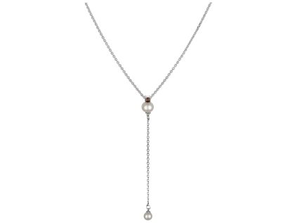 Silver necklace with czech garnet Pe, rhodium plated                                                