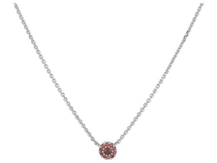 Silver necklace with czech garnet, rhodium plated - flower                                          