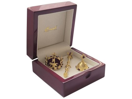 Crown jewels with czech garnet, gold plated
