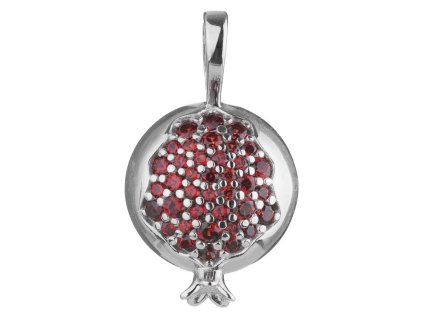 Silver pendant with czech garnet, rhodium plated - jablko                                           