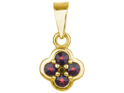 Silver pendant with czech garnet, gold plated - flower                                              