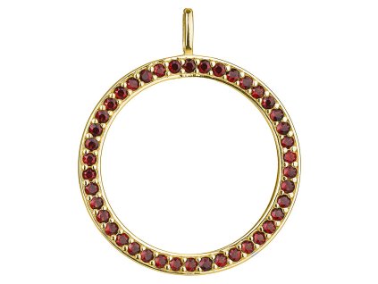 Silver pendant with czech garnet, gold plated - circle                                              