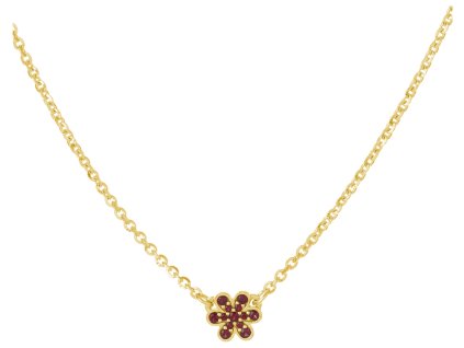 Gold necklace with czech garnet - flower                                                            