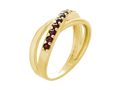 Gold ring with czech garnet - line                                                                  