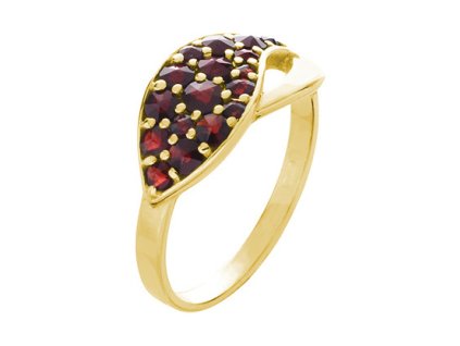Gold ring with czech garnet - wave                                                                  
