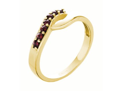 Gold ring with czech garnet - wave                                                                  