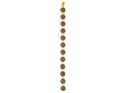 Gold bracelet with czech garnet - flower                                                            