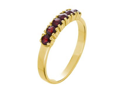 Gold ring with czech garnet - line                                                                  