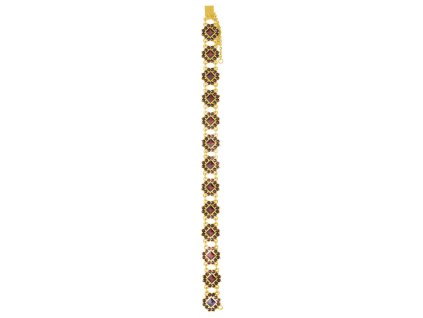 Gold bracelet with czech garnet - square                                                            