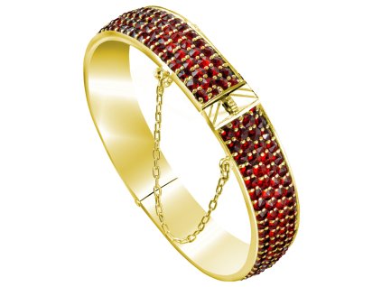 Gold bracelet with czech garnet - circle                                                            