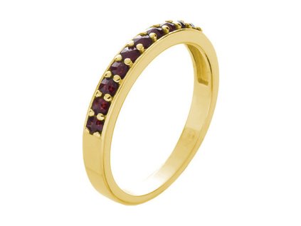 Gold ring with czech garnet - line                                                                  
