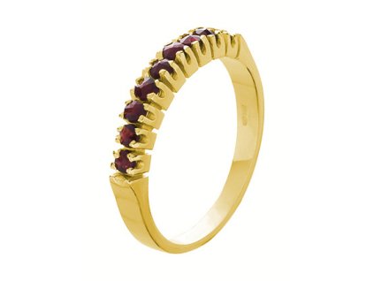 Gold ring with czech garnet - line                                                                  