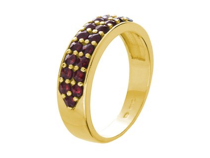 Gold ring with czech garnet - line                                                                  