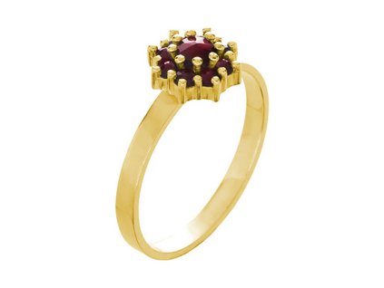 Zlatý prsten s českým granátem - květina