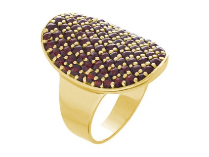 Gold ring with czech garnet - oval                                                                  