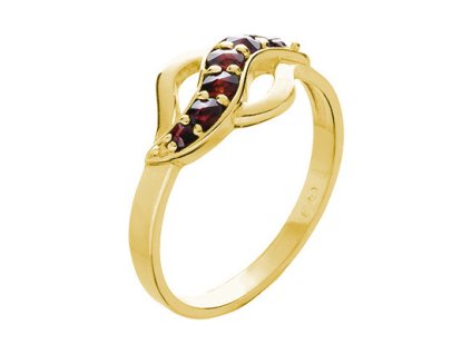 Gold ring with czech garnet - wave                                                                  