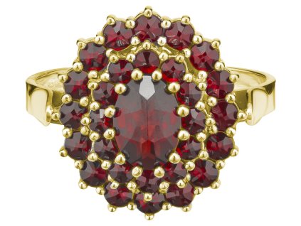 Zlatý prsten s českým granátem - ovál