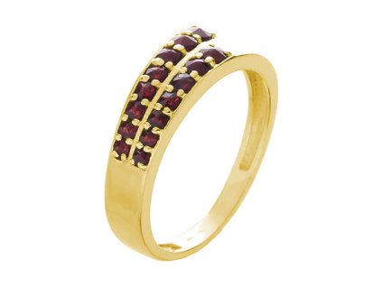 Gold ring with czech garnet - line                                                                  