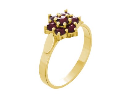 Gold ring with czech garnet - flower                                                                