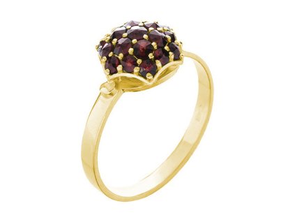 Zlatý prsten s českým granátem - malina