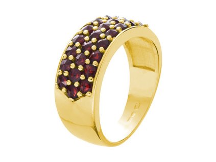 Gold ring with czech garnet - line                                                                  