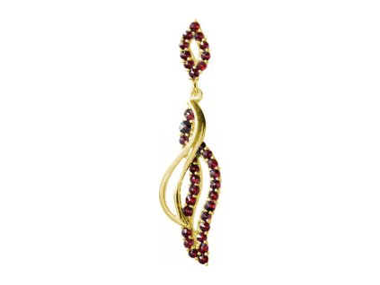 Gold pendant with czech garnet - wave                                                               