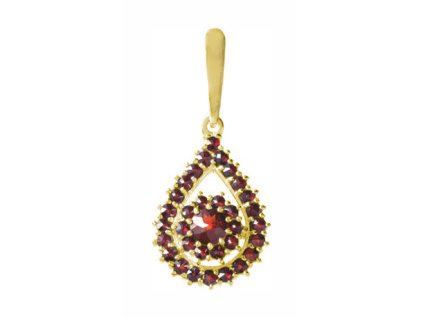 Gold pendant with czech garnet - drop                                                               
