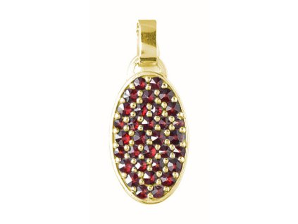 Gold pendant with czech garnet - oval                                                               