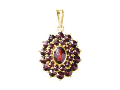 Gold pendant with czech garnet - oval                                                               