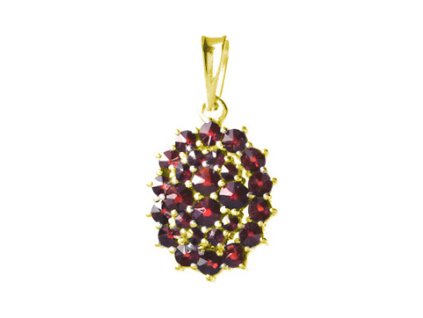 Gold pendant with czech garnet - oval                                                               