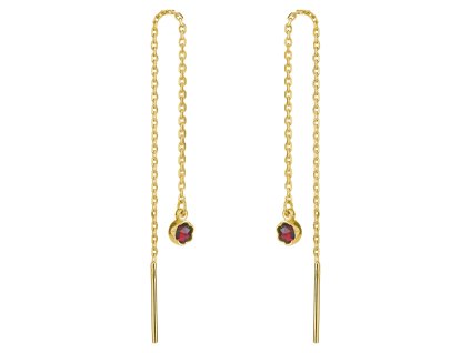 Silver earrings with czech garnet, gold plated                                                      