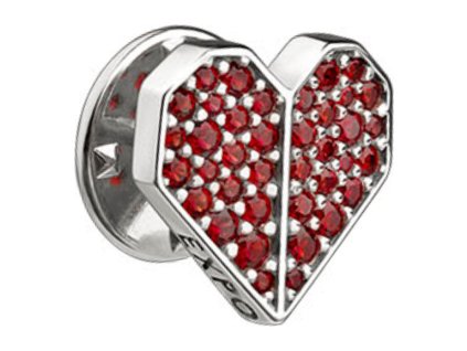 Badge EXPO 2025 - silver with czech garnet,  rhodium plated - heart