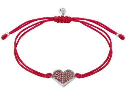 Shamballa EXPO 2025 - silver bracelet with czech garnet, rhodium plated - heart