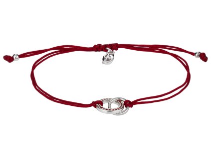 Silver bracelet Shamballa with czech garnet, rhodium plated - circle