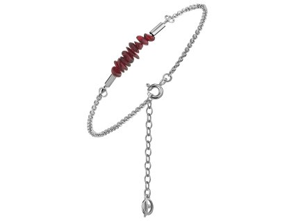 Silver bracelet with czech garnet, rhodium plated