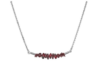 Silver necklace with czech garnet, rhodium plated