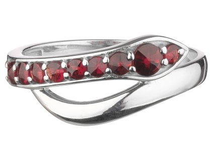 Silver ring with czech garnet, rhodium plated, animal - snake