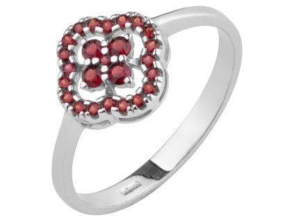 Silver ring with czech garnet, rhodium plated