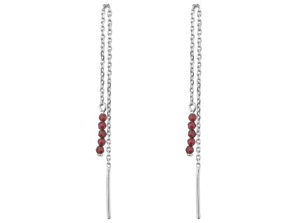 Silver earrings with czech garnet, rhodium plated