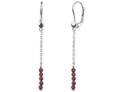 Silver earrings with czech garnet, rhodium plated
