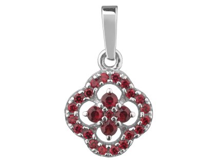 Silver pendant with czech garnet, rhodium plated