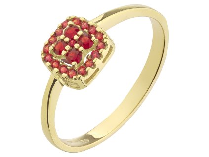 Gold ring with czech garnet - square