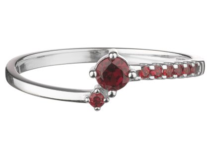 Silver ring with czech garnet, rhodium plated - line