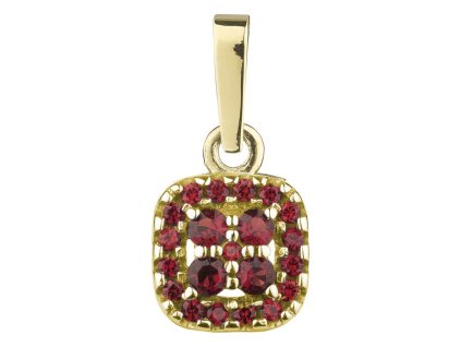 Gold pendant with czech garnet - square