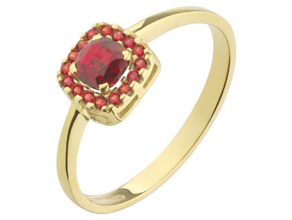 Gold ring with czech garnet - square