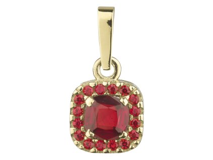 Gold pendant with czech garnet - square