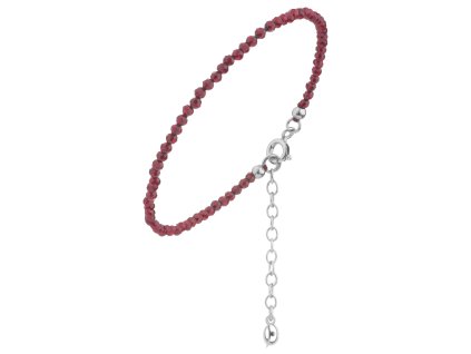 Silver bracelet with czech garnet, rhodium plated